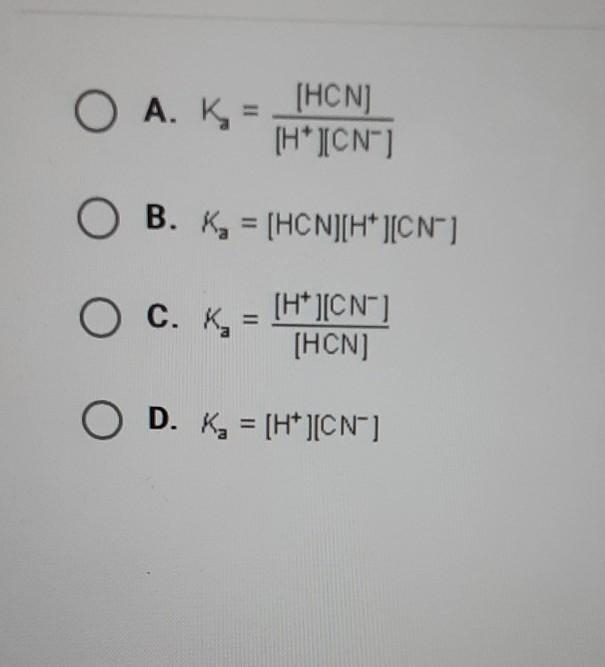 What is Ka for HCN(aq) H+(aq)+CN-(aq)?​-example-1