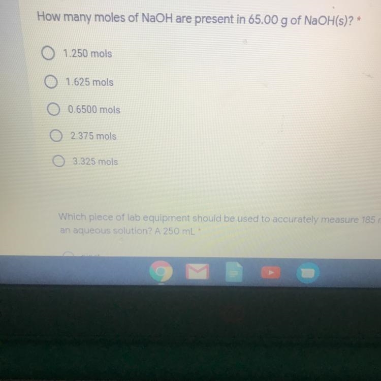 How many moles of NaOH are present in 65.00 g of NaOH(s)? *-example-1