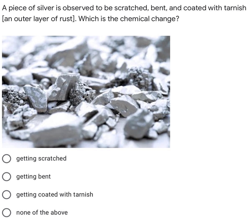 I need help please Which option is chemical change?-example-1