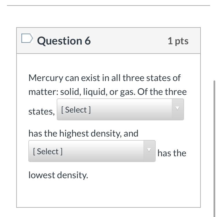 The answer choices are -solid -liquid -gas-example-1