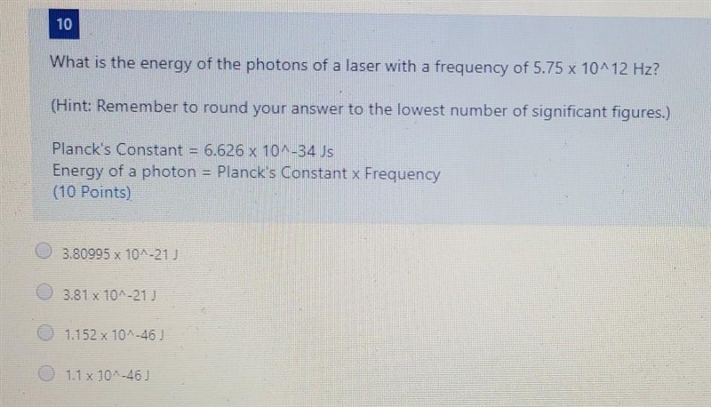 What is the energy of the photons of a laser with a frequency of 5.75 x 10^12 Hz? (Hint-example-1