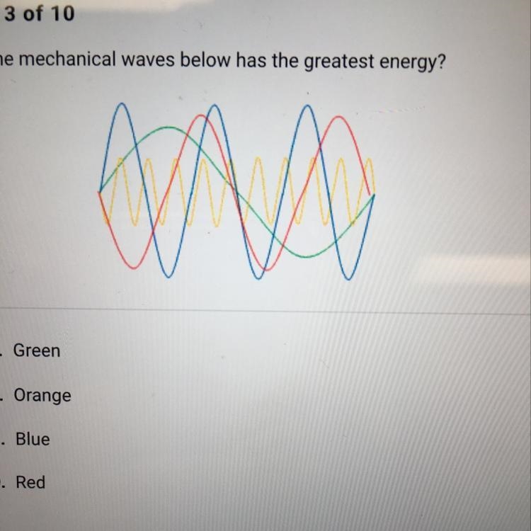 Which of the mechanical waves below has the greatest energy?-example-1