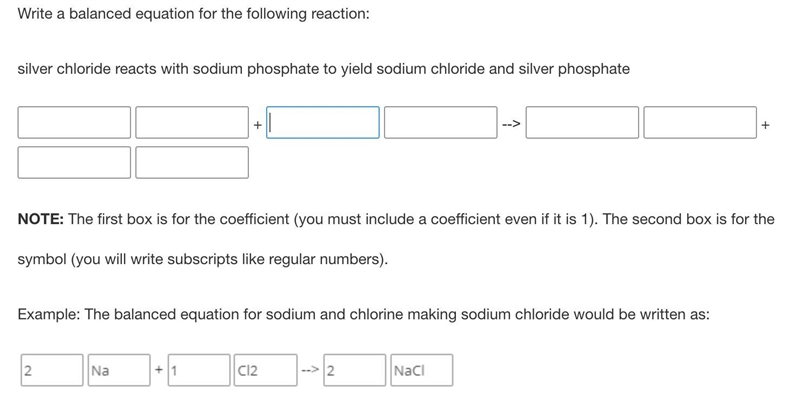 Write a balanced equation for the following reaction: silver chloride reacts with-example-1