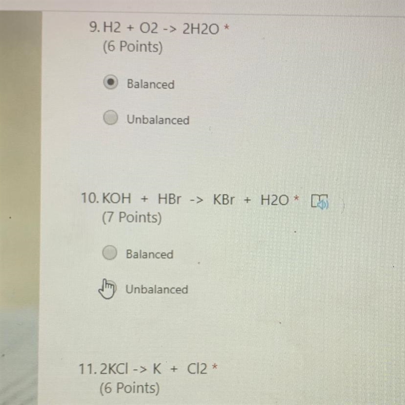 CAN SOMEONE PLZ HELP!!! Are the chemical equations balanced or not?-example-1