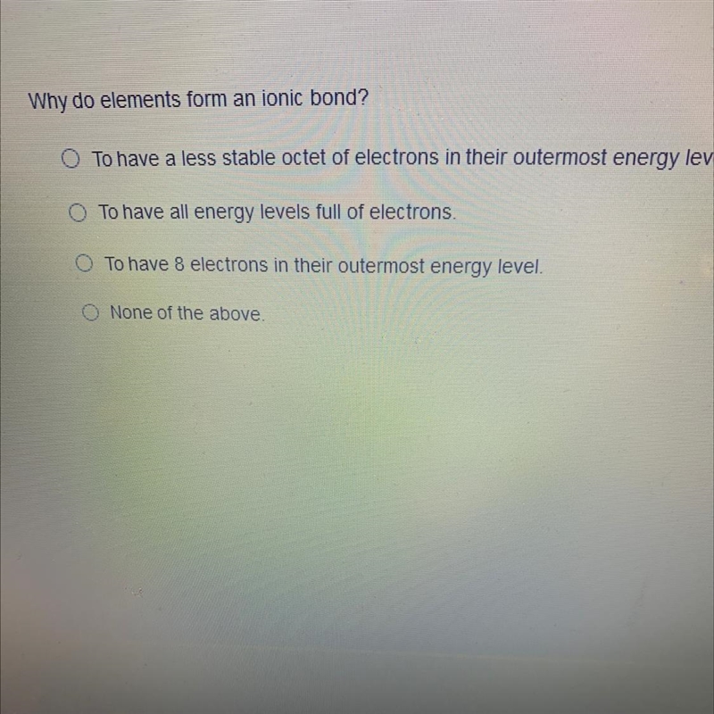 Why do elements form an ionic bond-example-1