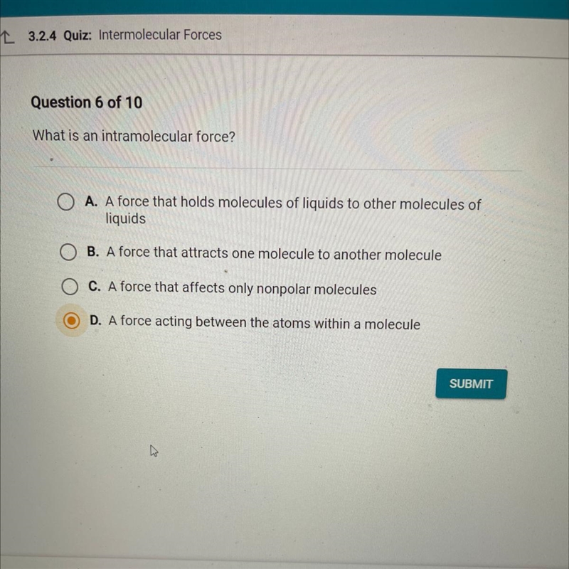 What is an intramolecular force?-example-1