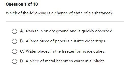 Which of the following is a change of state of a substance?-example-1