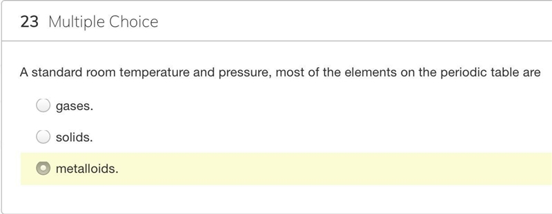 A standard room temperature and pressure, most of the elements on the periodic table-example-1