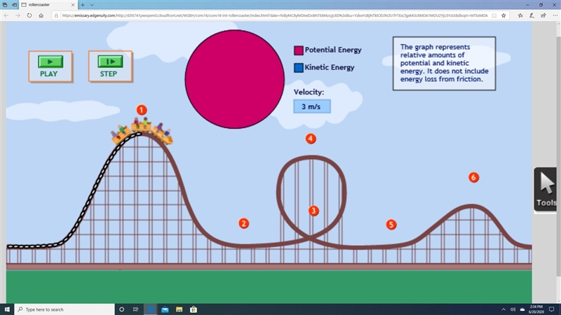 Explain why the roller coaster’s potential energy is greater at point 1 than at point-example-1