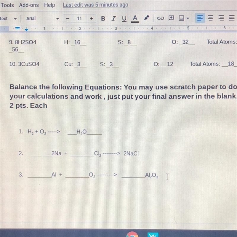 PLEASE HELP ME WITH NUMBER 3!!!! you just have to fill in the blanks to get the balanced-example-1