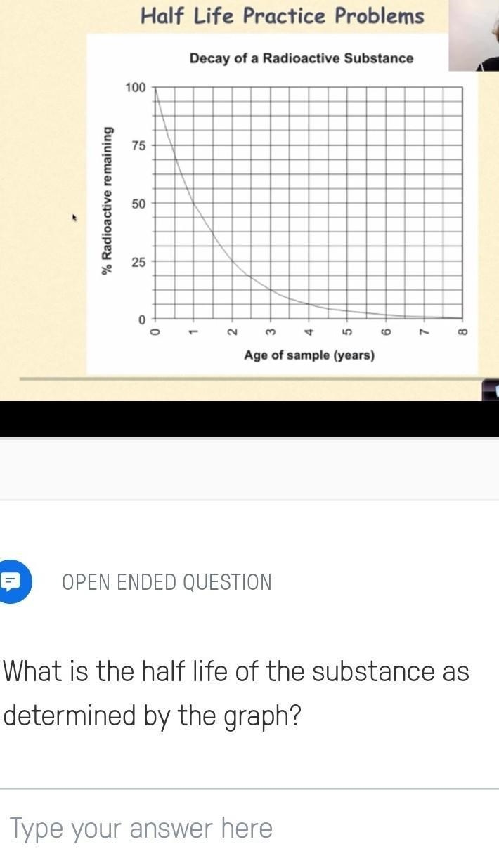 What is the half-life of the substance as determined by the graph?​-example-1