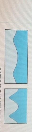 The two images show side views of ocean waves. How are the two sets of waves different-example-1