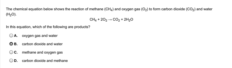 The chemical equation below shows the reaction of methane (CH4) and oxygen gas (O-example-1