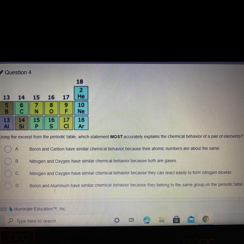 Using the excerpt from the periodic table, which statement MOST accurately explains-example-1