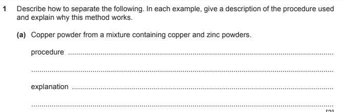 someone please explain how to separate copper powder from a mixture containing copper-example-1