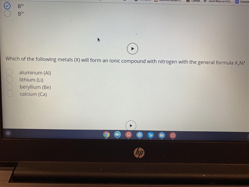 What metal forms an ionic compound with nitrogen with the general formula X3N?-example-1