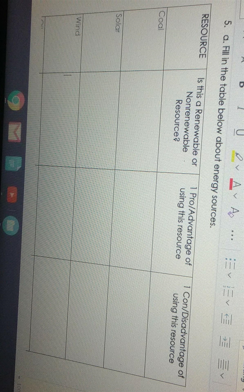 Fill in the table below about energy sources? Can someone plz help me​-example-1