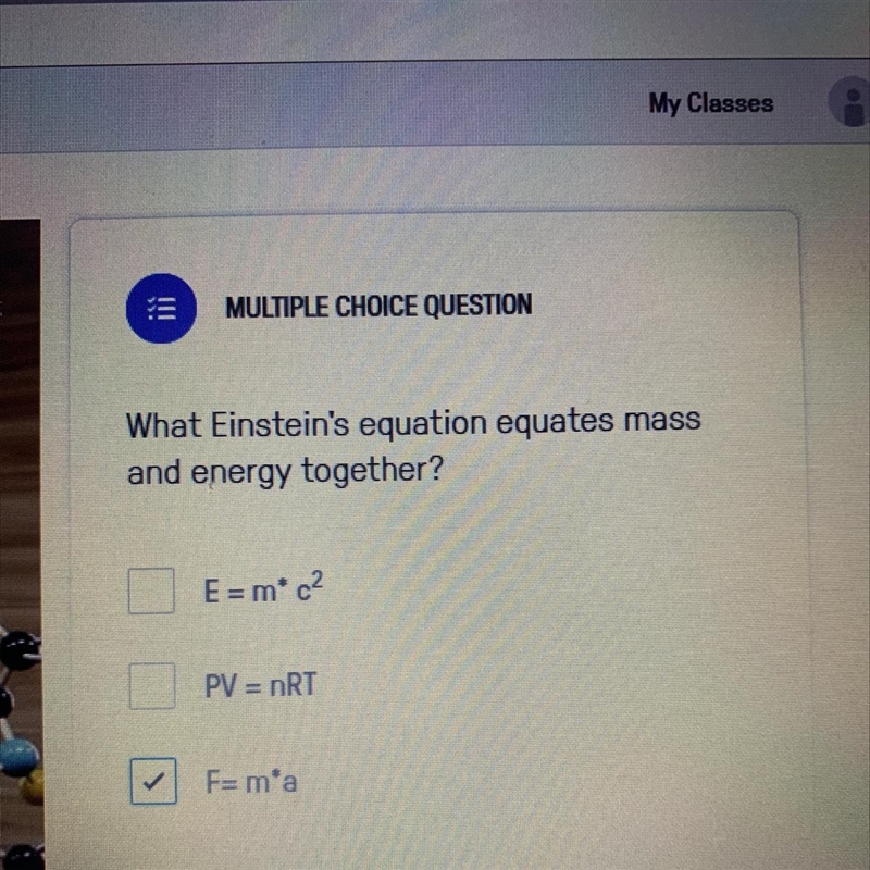 What Einstein’s equation equates mass and energy together ?-example-1