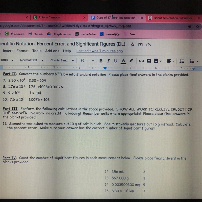 11. Samantha was asked to measure out 10 g of salt in a lab. She mistakenly measures-example-1