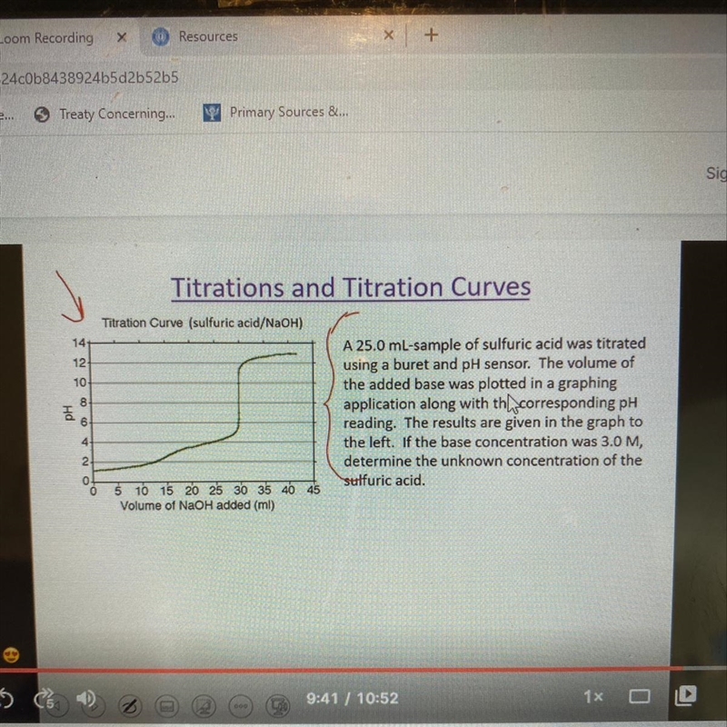 if the base concentration was 3.0 M, determine the unknown concentration of the sulfuric-example-1