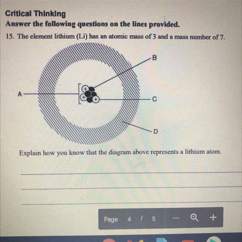15. The element lithium (Li) has an atomic mass of 3 and a mass number of 7. Explain-example-1