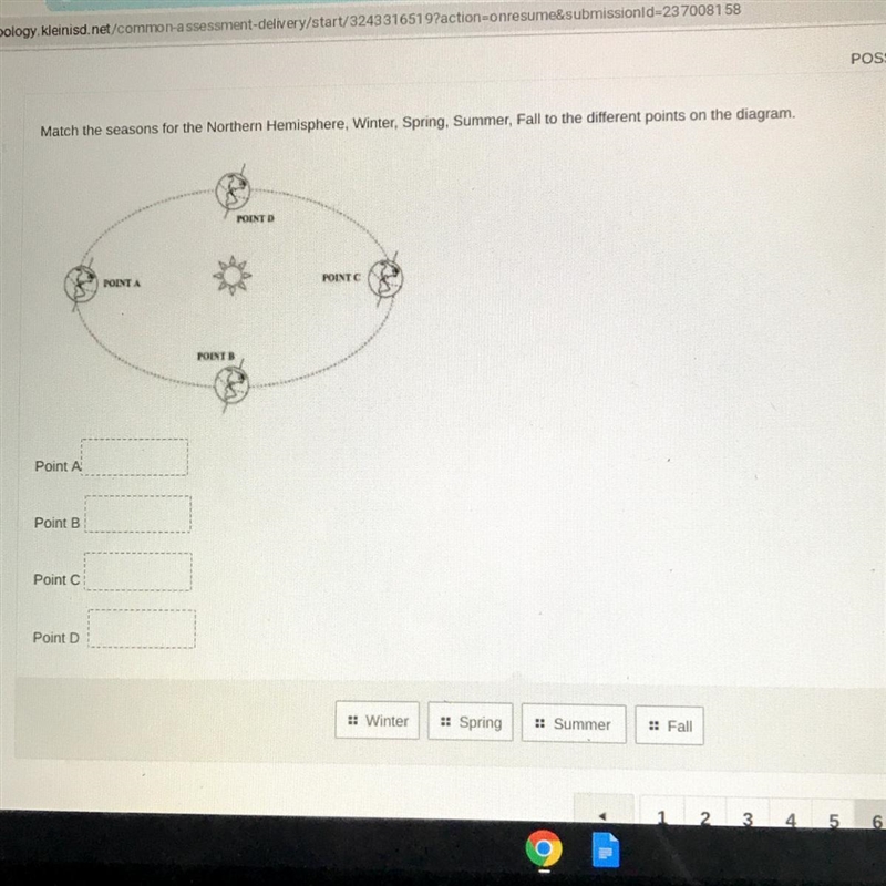 POSSIBLE POINTS: 26.67 Match the seasons for the Northern Hemisphere, Winter, Spring-example-1