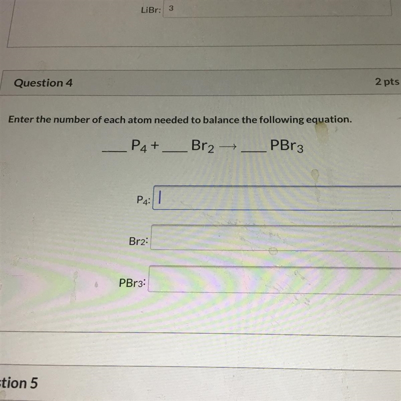 Enter the number of each atom to balance the following equation-example-1