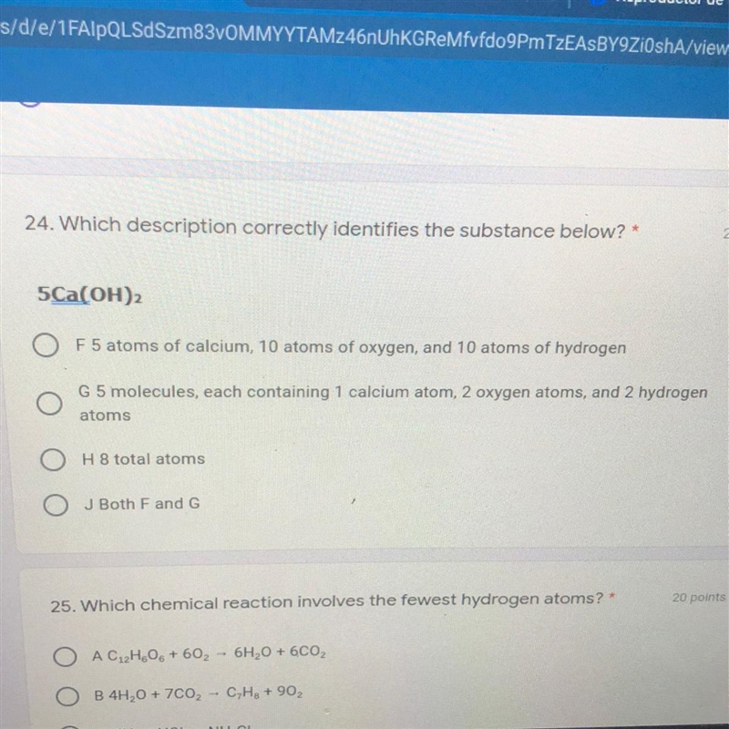 24. Which description correctly identifies the substance below?* 5Ca(OH)2 O F5 atoms-example-1