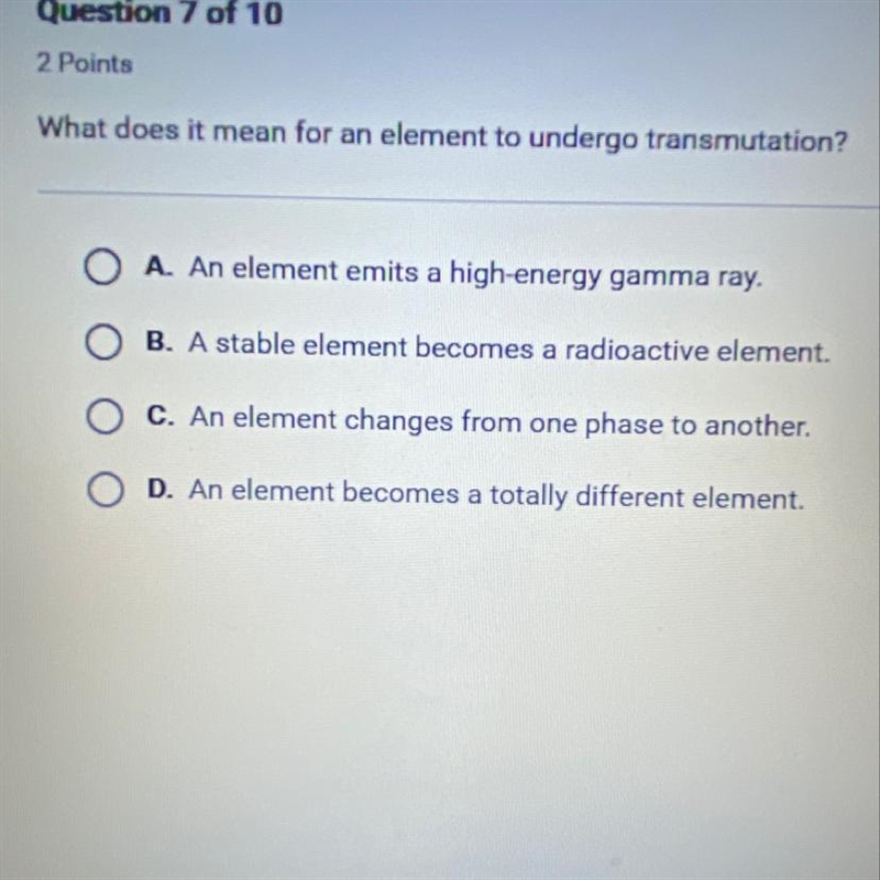 What does it mean for an element to undergo transmutation-example-1