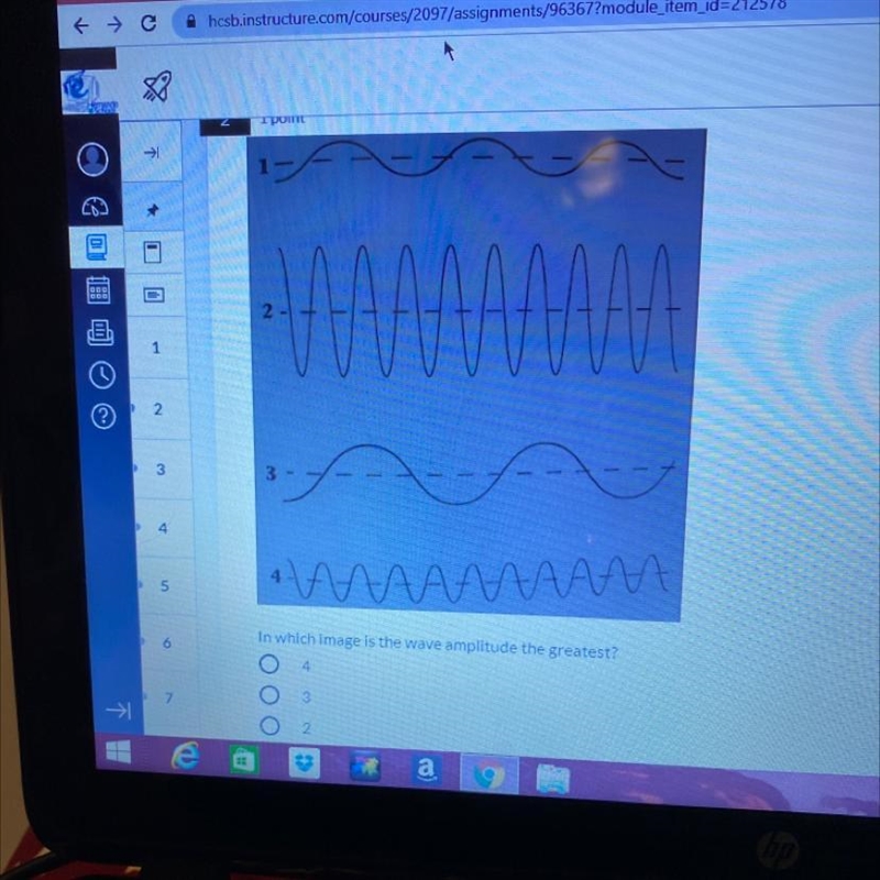 In which image is the wave amplitude the greatest? 4 3 2 1-example-1