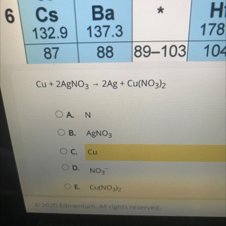 Which substance in this redox reaction is the oxidizing agent?-example-1