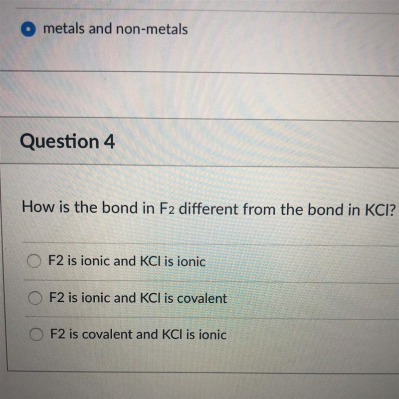 How is the bond in F2 different from the bond in KCI ?-example-1