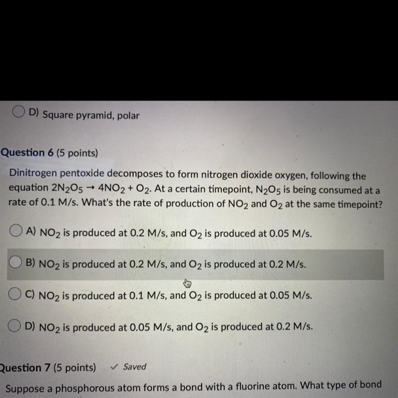 dinitrogen pentoxide decomposes to form nitrogen dioxide oxygen, following the equation-example-1