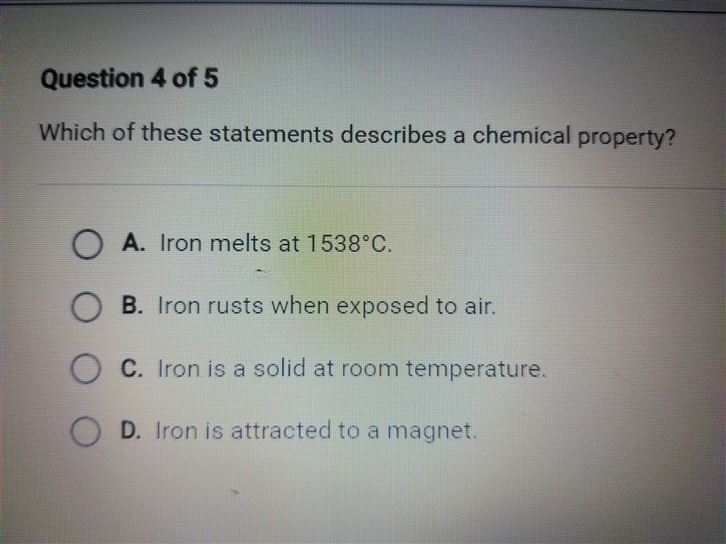 Which of these statements describes a chemical property?-example-1