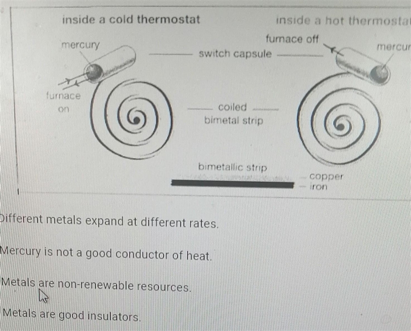 ILL GIVE BRIANLY, FOLLOW , 5 STARS AND HEARTS a bimetallic strip in a thermostat works-example-1