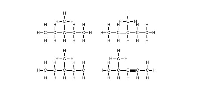 Which structure is a valid representation of a hydrocarbon molecule?-example-1