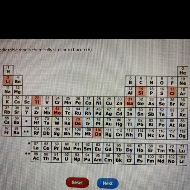 Help!!! Identify an element on the periodic table that is chemically similar to boron-example-1