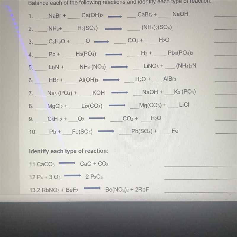 Can you help me balance the equations from 1-10 please and thank you.-example-1