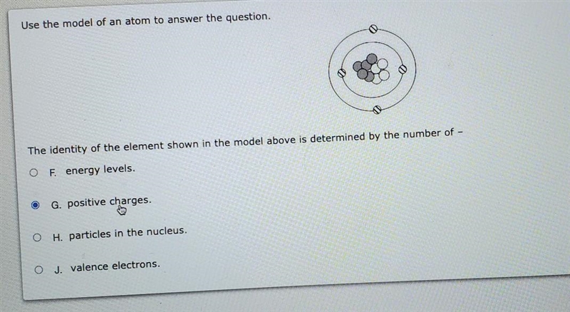 The identity of the element shown in the model above is determined by the number of-example-1