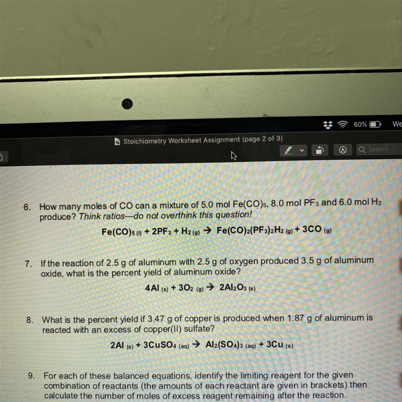 Three Stoichiometry Questions-example-1