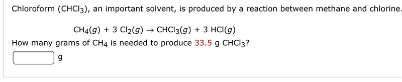 Chloroform (CHCl3), an important solvent, is produced by a reaction between methane-example-1