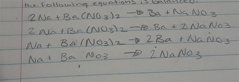 Sodium is a reactive metal that is mixed with barium nitrate. one of the two products-example-1