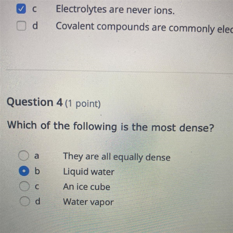 Which of the following is most dense-example-1