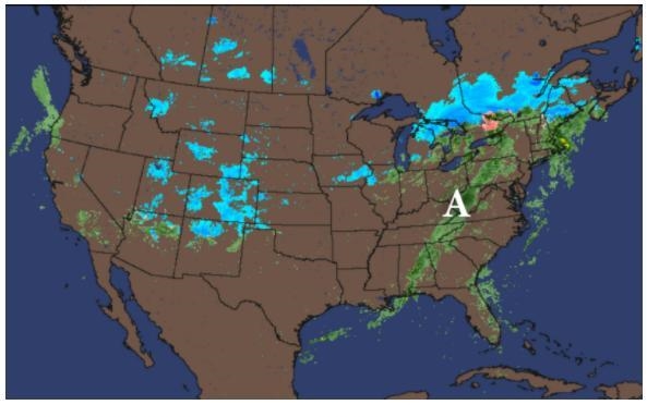 Which type of front is occurring at Point A on the map? a Cold Front b Warm Front-example-1