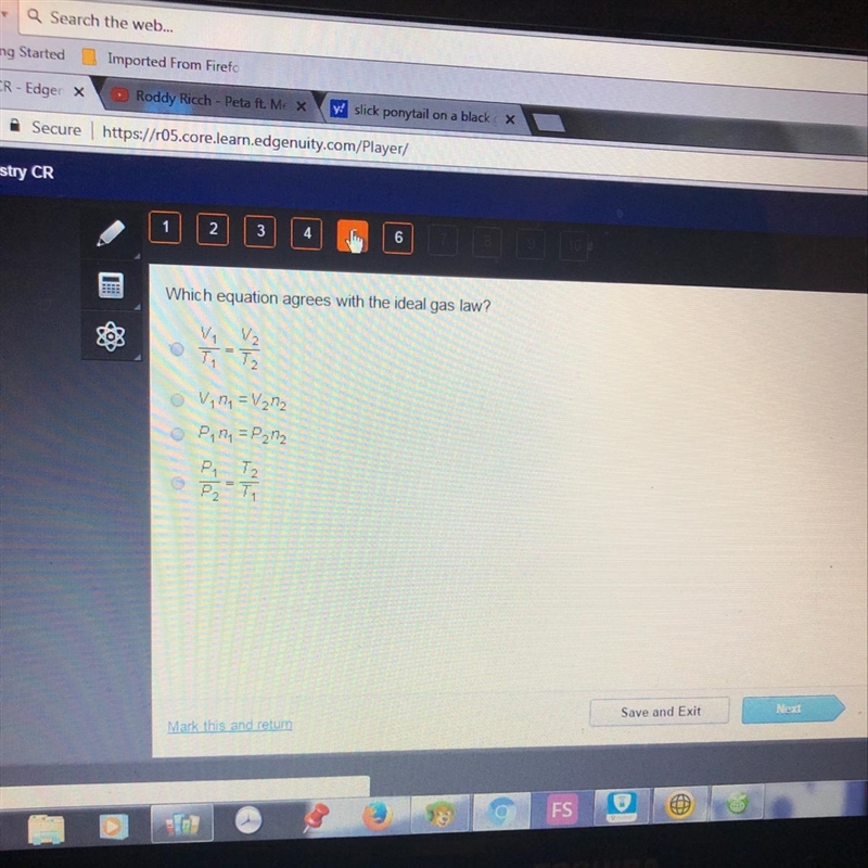 Which equation agrees with the ideal gas law? V V2 OTT O V. = V202 o Pina = P212-example-1