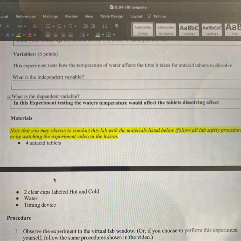 What is the independent variable? And what is the dependent variable for this experiment-example-1