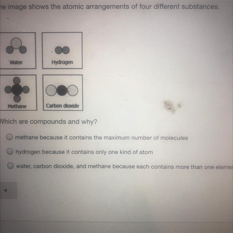 The imagine shows the atomic arrangements of four different substances. Which are-example-1