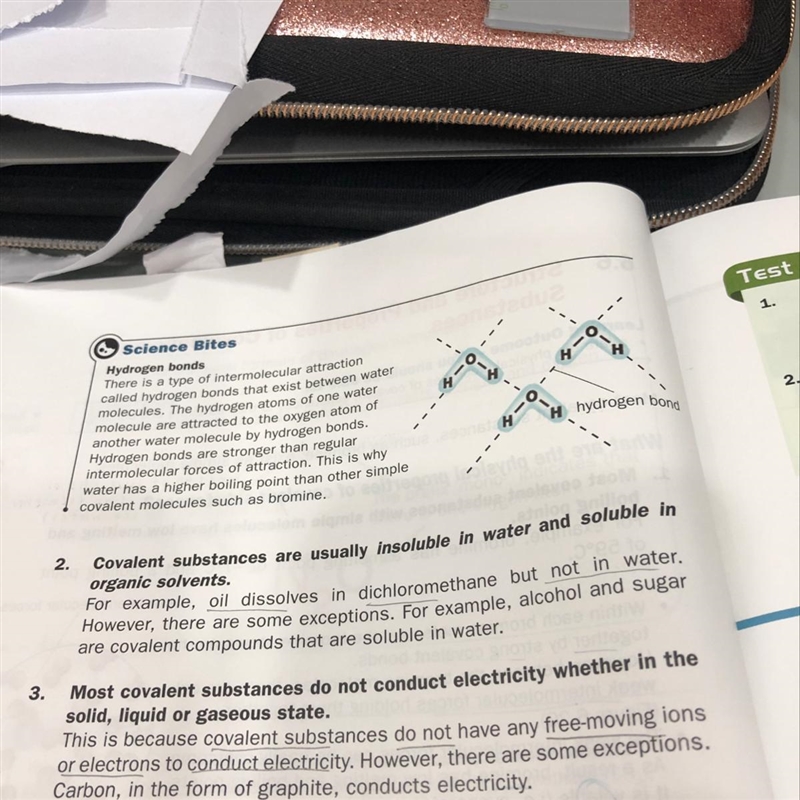 Hi:) why covalent substances don’t have free moving ions / electrons?-example-1