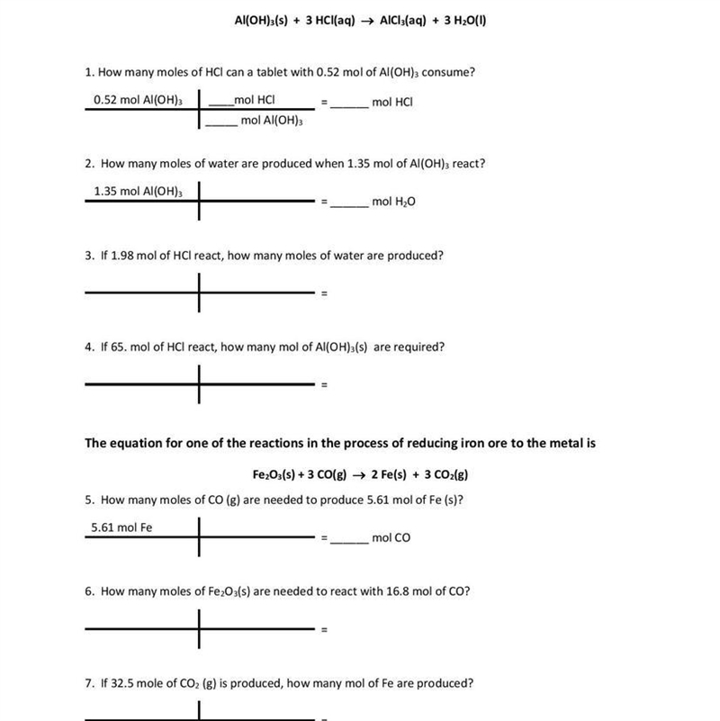 Stoichiometry I need help answering these questions.-example-1