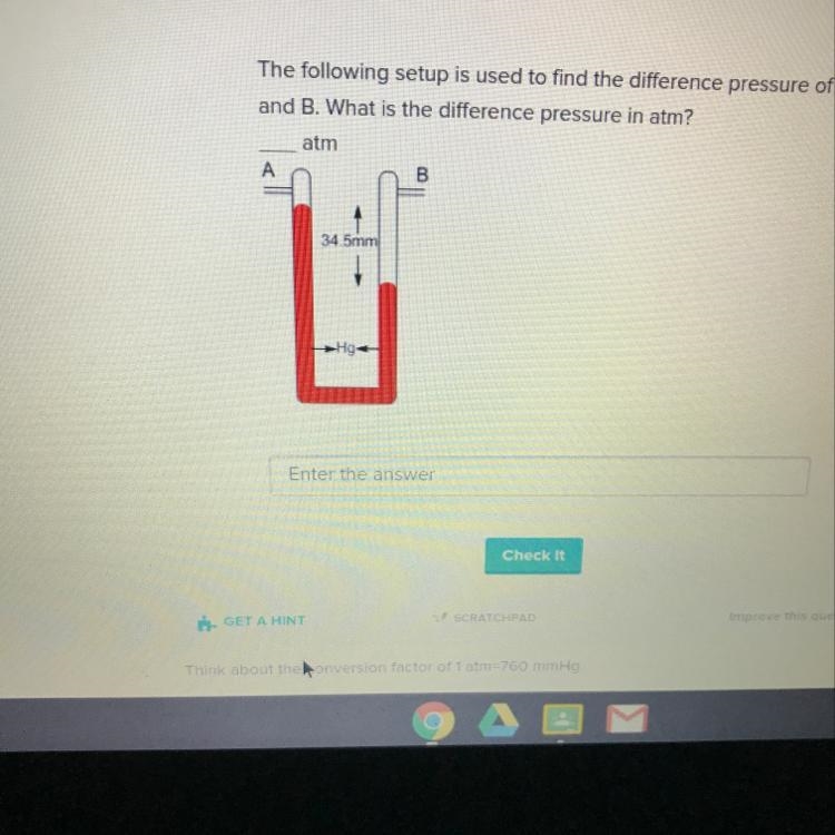 The following setup is used to find the difference pressure of A and B. What is the-example-1